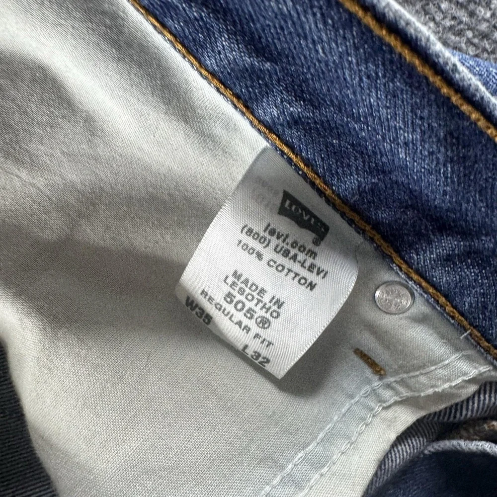 Levis‎ 505 Jeans Mens 35x32 Blue Regular Straight Medium Wash Denim Pants